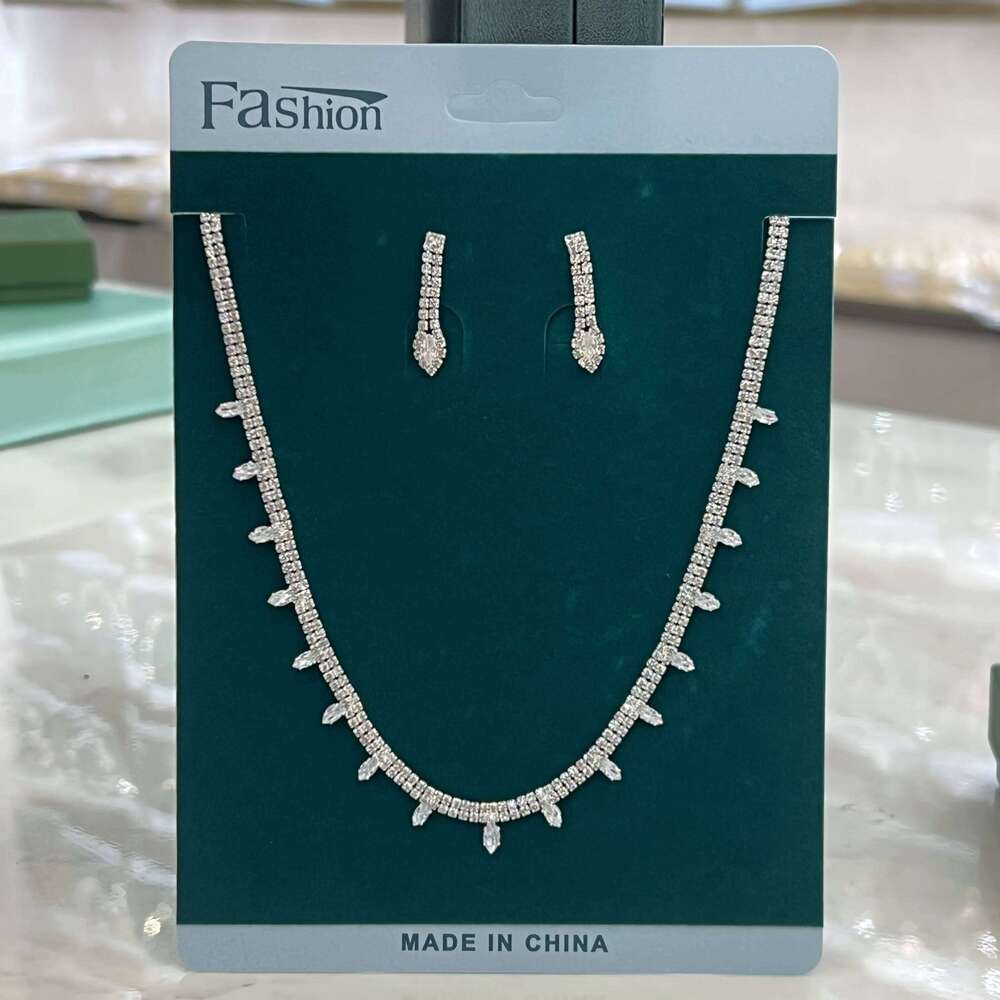 Europe America's best-selling rhinestone tassel simple and elegant necklace set, bridal jewelry, wedding jewelry Z260313