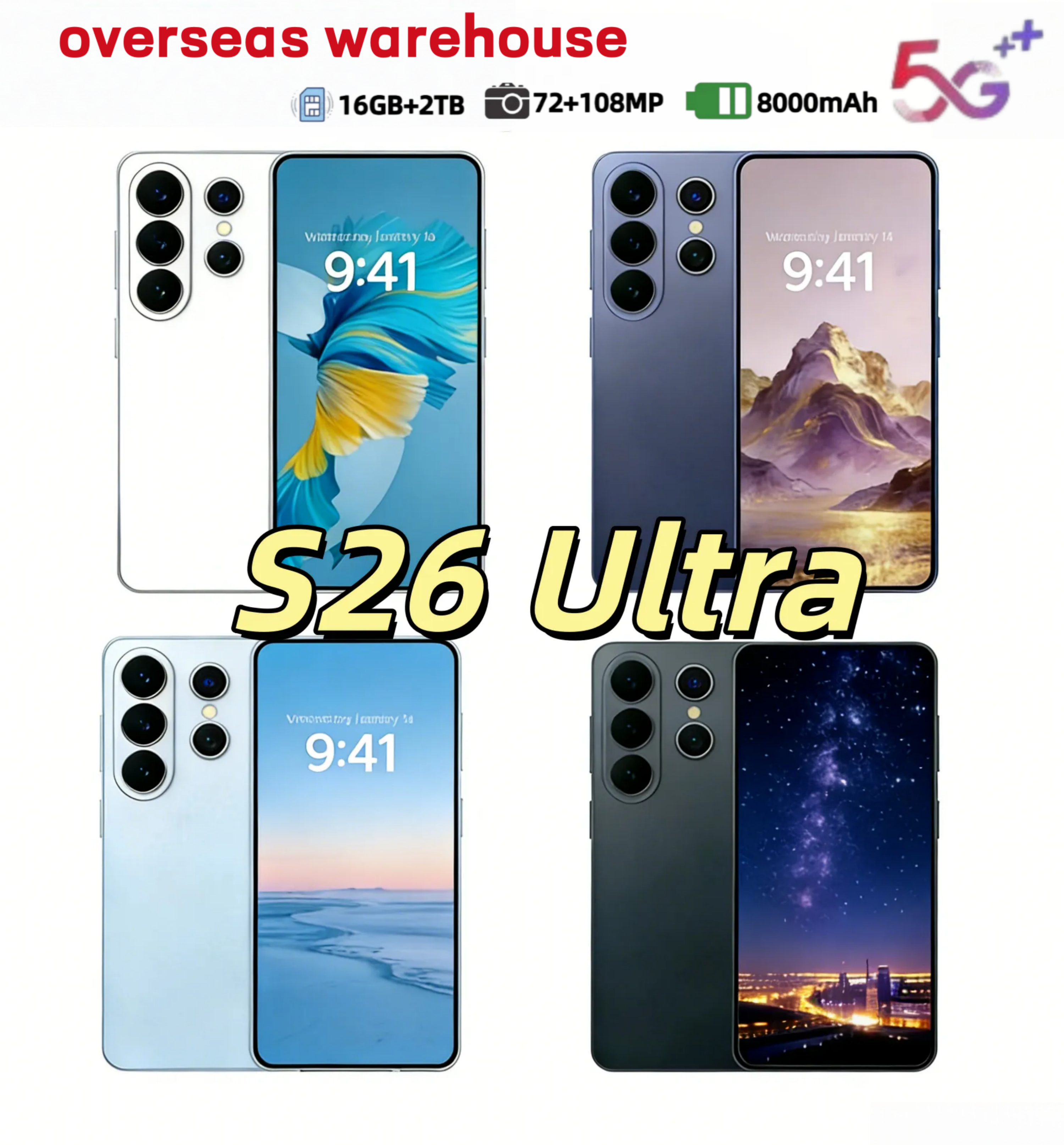 S25 S26 Ultra mobile phone 5G Touch Screen Phone Smartphone Camera Phone HD Display Face Recognition