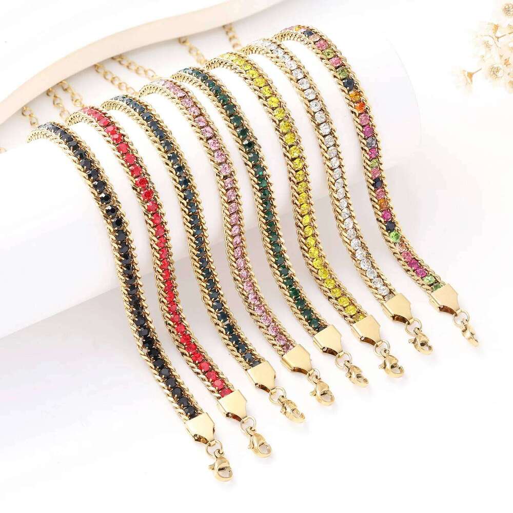 ZMZY Women's Cubic Zirconia Tennis Chain Bracelet Stainless Steel Rhinestone Crystal Bangle Minimalist Jewelry for Ladies Z260313