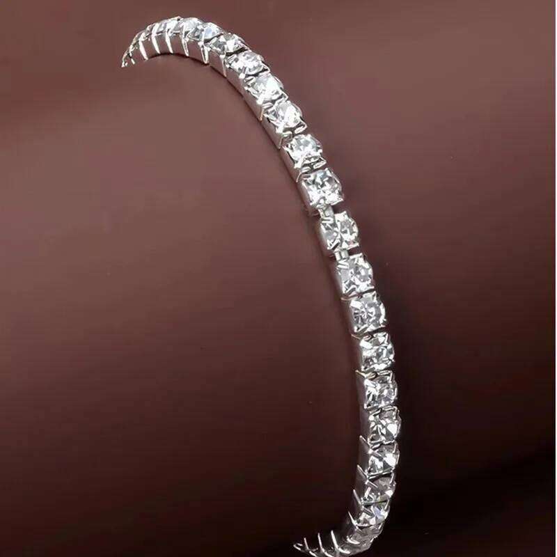 Fashion Crystal Single Line Bracelets Colorful Elastic For Women Silvercolor Shining Bracelet Femme Z260313