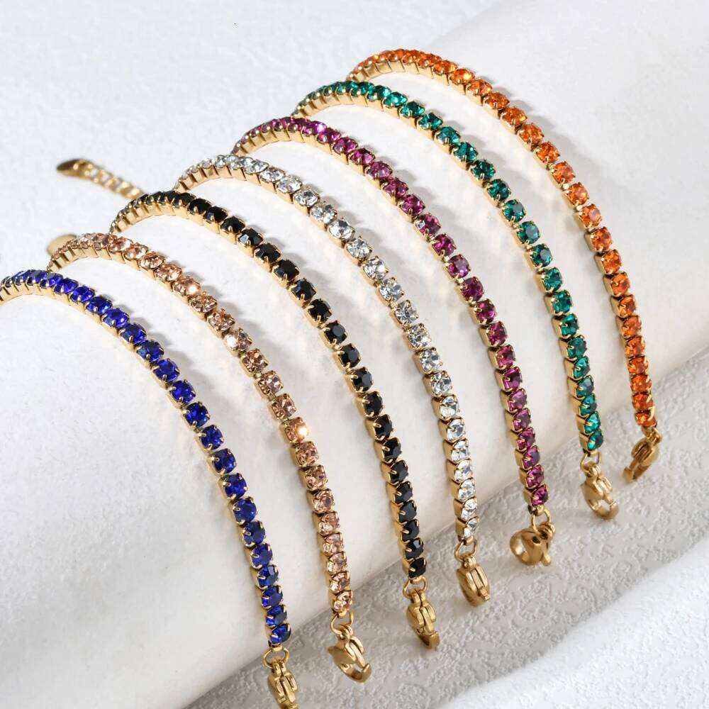 Luxury Hiphop Iced Out 3mm Cubic Zirconia Crystal Tennis Bracelets For Women Men Gold Color Bracelet Chain Jewelry Z260313