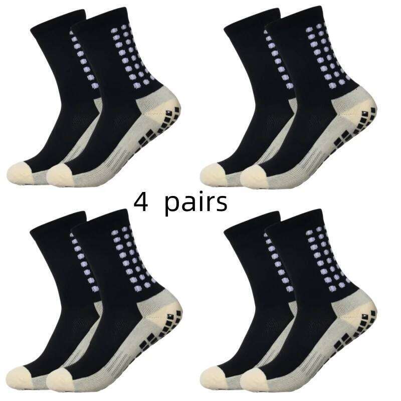 4 pairs of men's soccer non-slip grip pad football basketball socks Z260314
