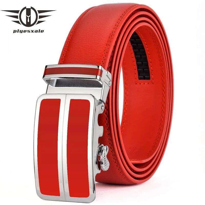 Red Color 3.5cm Width Cow Leather Strap High Quality Automatic Buckle for Men Brand Luxury Belts Man B995 Z260226