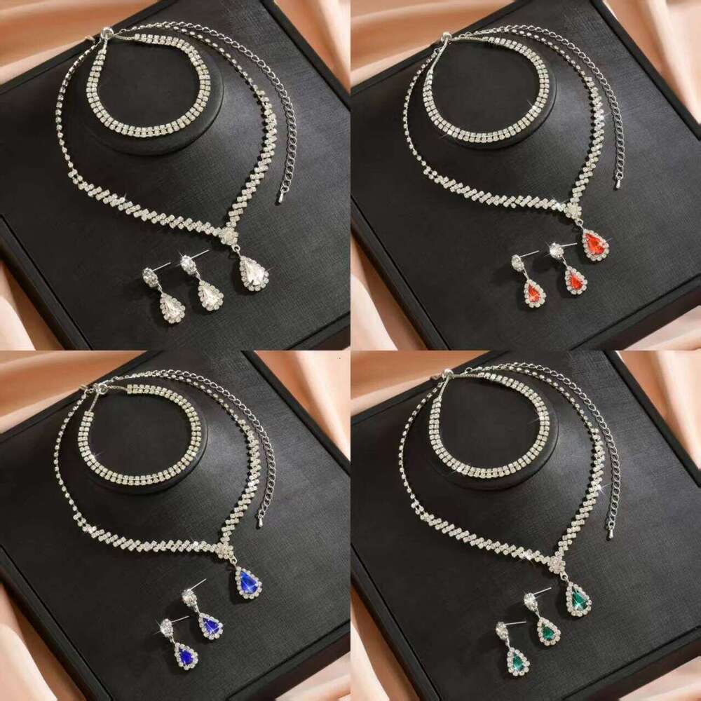 Cross border best-selling exquisite claw chain necklace, earrings, bracelet set, versatile and super sparkling three piece set Z260313
