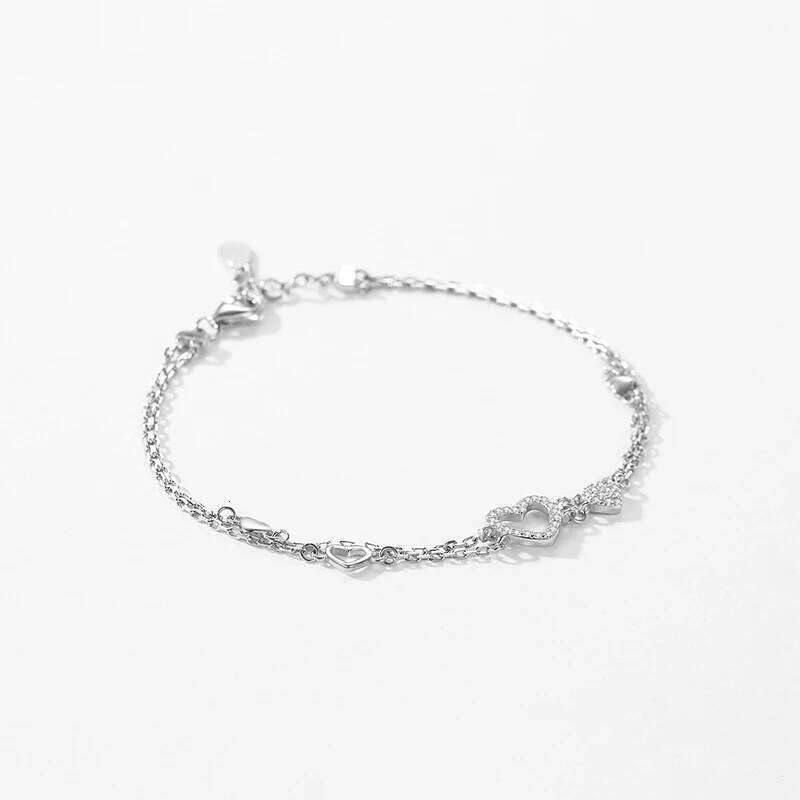 Ailmay 925 Sterling Romantic Heart Original Design Dazzling Clear CZ Bracelet For Women Silver Fine Jewelry Z260313