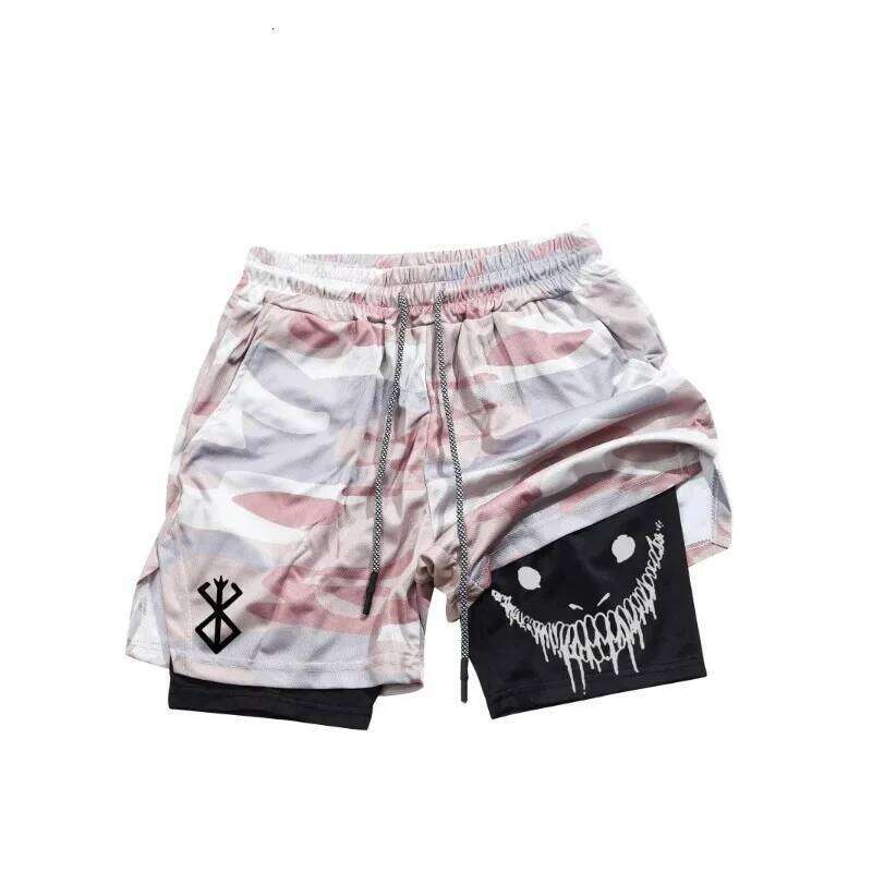 Men's 2-in-1 shorts, fitness training pants, quick drying breathable double-layer sports pants Z260314