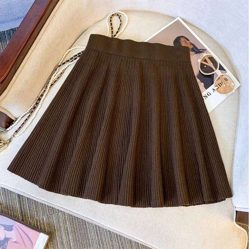 women's Basic Knit mini College Style Cute Student Pleated short Skirts Woman Solid Color All-Match High Waisted Skirt Z260314