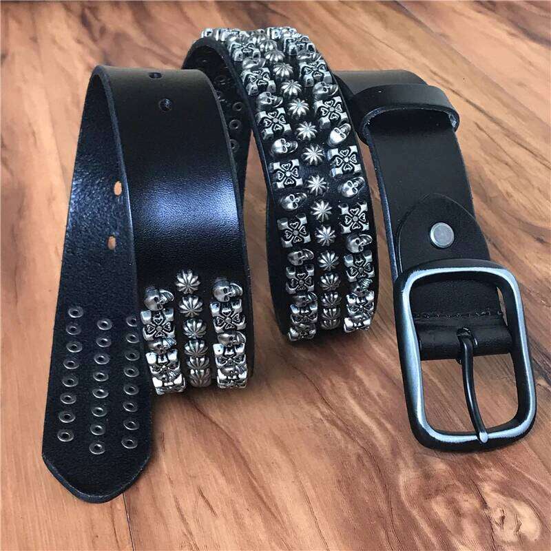 Cowboy Metal For Men Punk Rivet Men's Jeans Rock Style Western Male Belt Cinturone MBT0593 Z260226