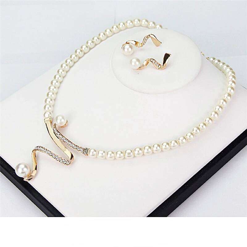 3pcs/set Women Bridal Elegant Wedding Party Pearl Rhinestone Necklace Earrings Jewelry Set New Fashion Z260313