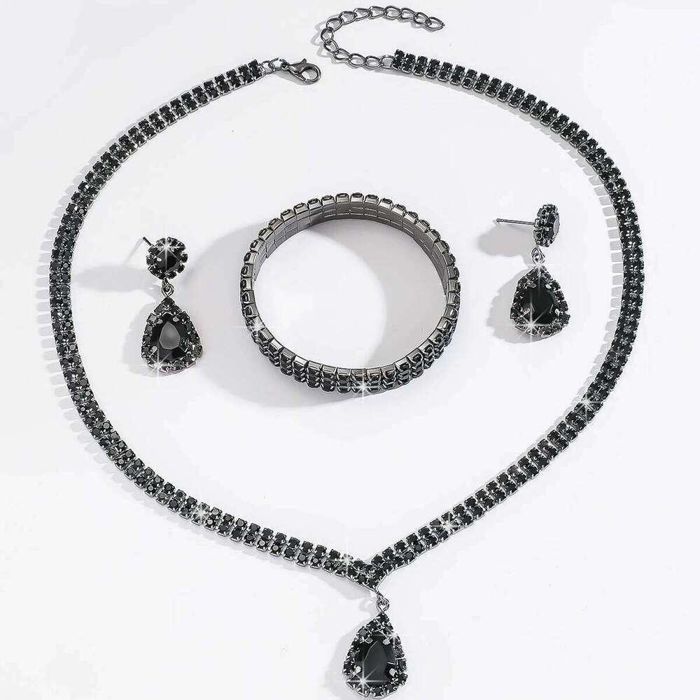 New fashionable rhinestone light luxury style, mysterious and elegant, temperament jewelry set for women Z260313