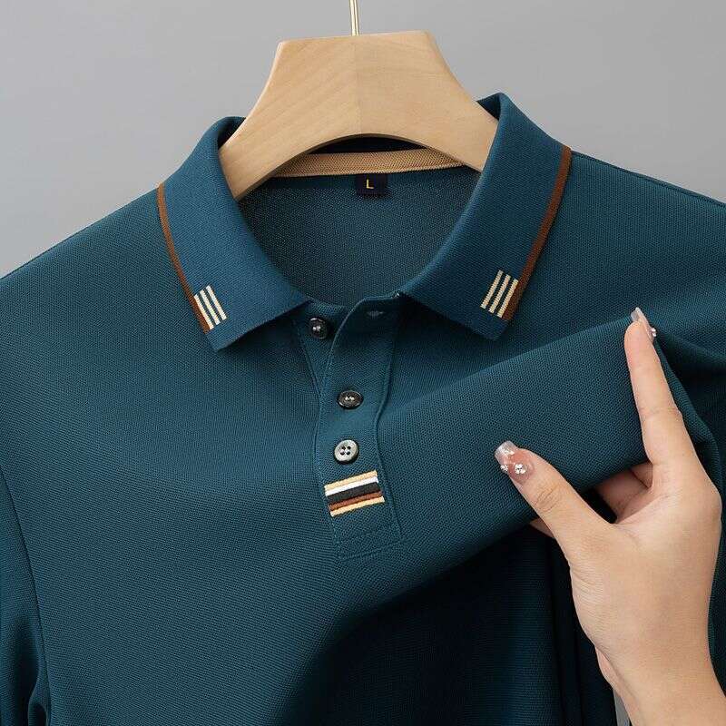 100% pure cotton summer men's short-sleeve POLO shirt, new style T-shirt, loose fit, turn-down collar, red clothing for middle-aged dads