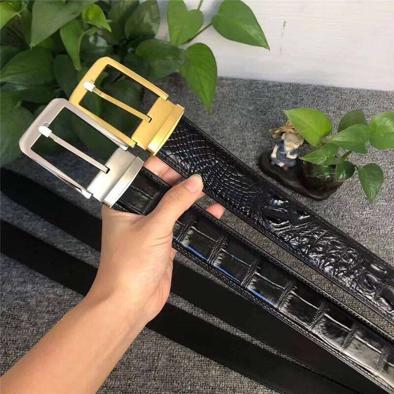 Classical Exotic Alligator Skin Belt For Men Stainless Steel Needle Buckle Genuine Crocodile leather Male Waist Straps Z260226