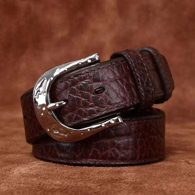 100% Genuine Leather 3.8cm Pure Cowskin Men Belt High Quality Stainless Steel Buckle Strap Male Jeans Luxury Belts Man Z260226