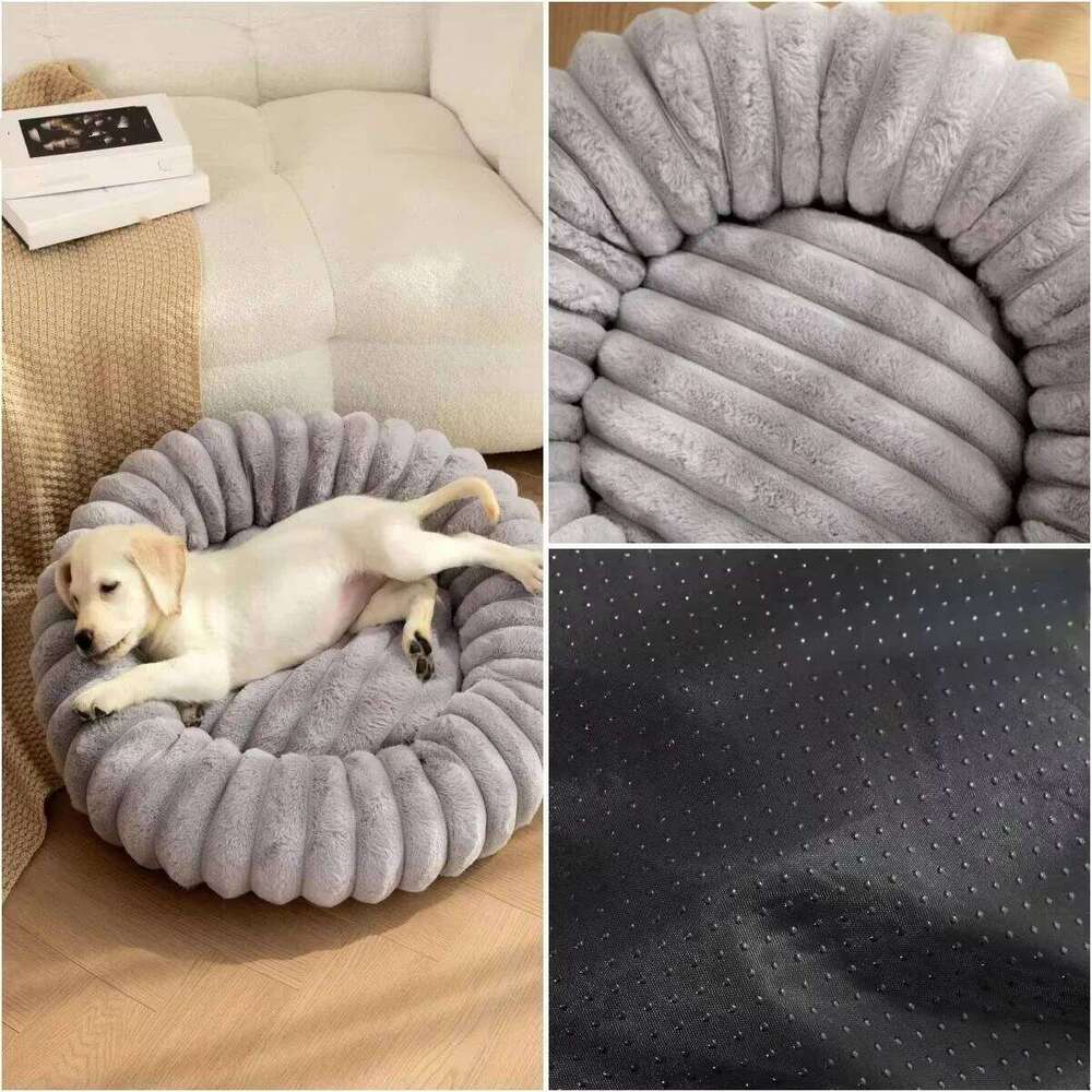40-70cm Round Pet Super Soft Cat Bed Long Plush for Medium Dog House Winter Warm Sleeping