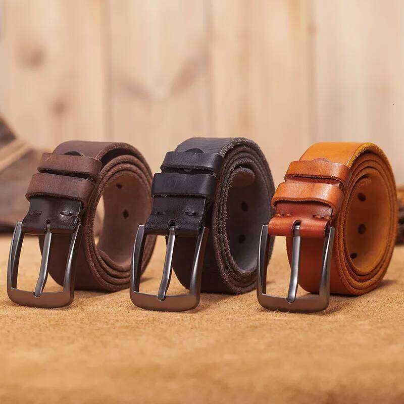 VAMOS KATOAL Men leather belt,Retro top quality Genuine Leather Belts for men, Male metal Pin Buckle belt Z260226