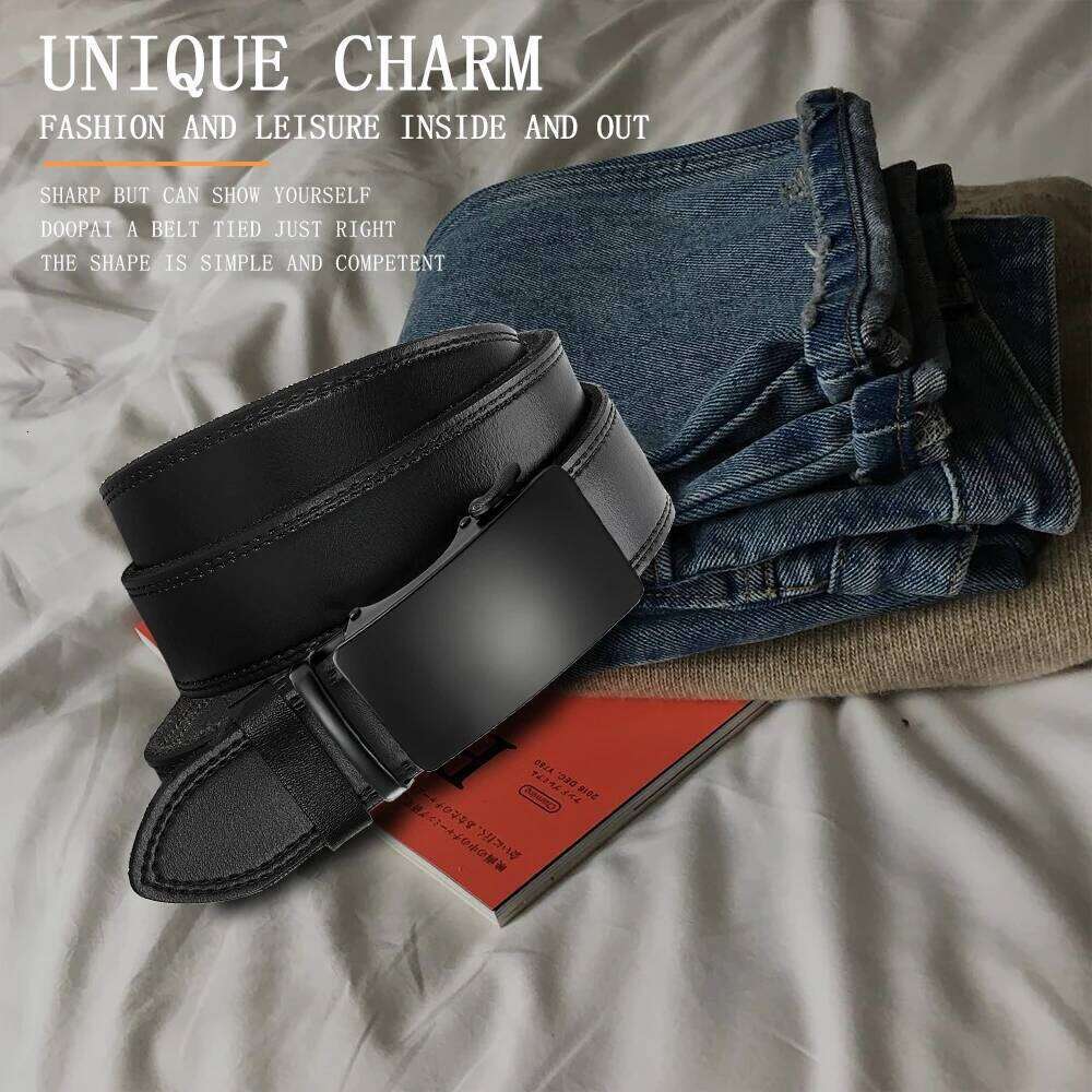 Fashion Business Men'S Luxury Brand Metal Buckle High-Quality Genuine Leather Soft Belt with Cargo Pants Jeans Z260226