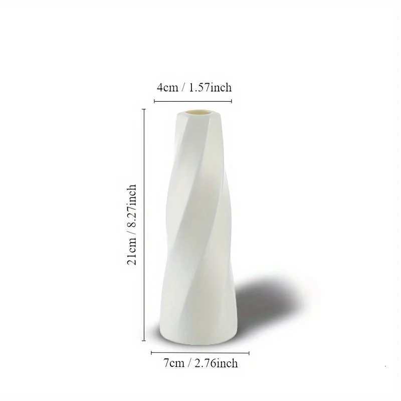 1pc Nordic style light luxury spiral plastic vase decoration for living room flower arrangement Y260314