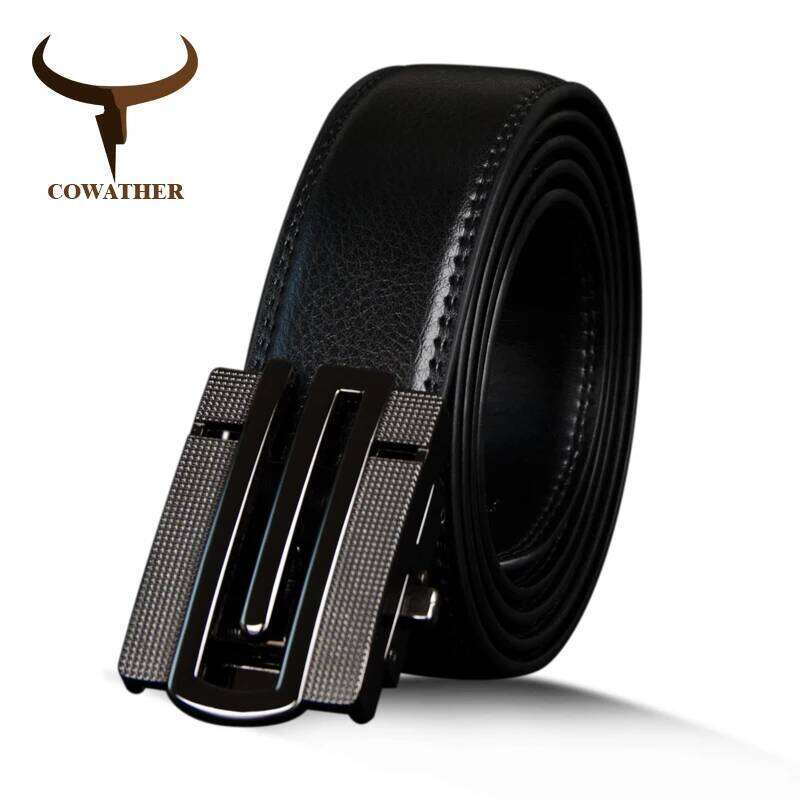 COWATHER Top Quality Cow Genuine Leather Automatic Male Cowhide Fashion Belt For Men Metal Buckle Strap Z260226