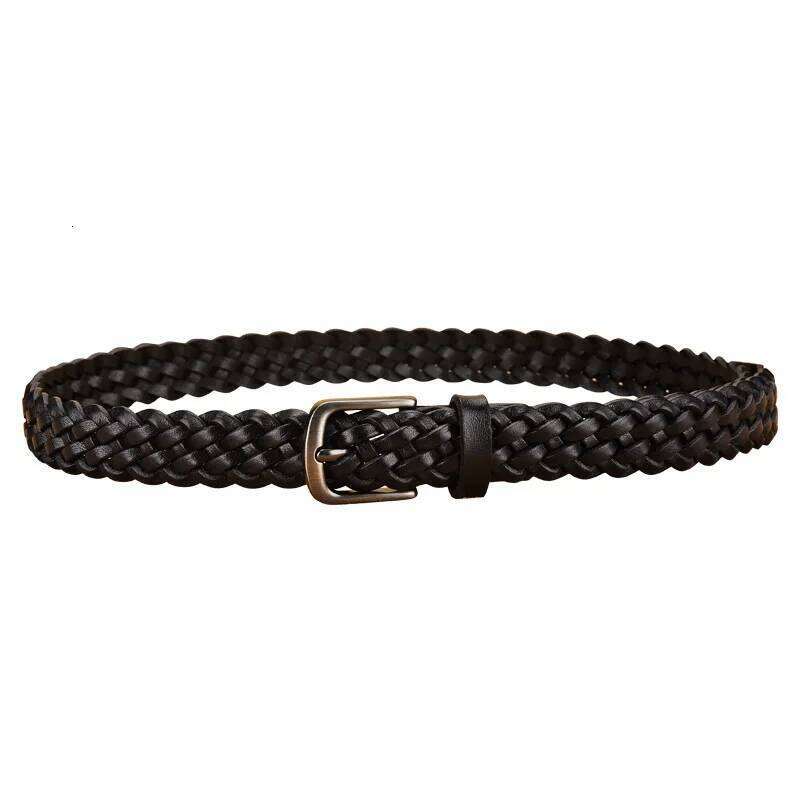 2024 Women Casual Luxury New Style Width 2.5cm Woven Belt Needle Buckle Real Leather Head Layer Cowhide Handmade Decorative Z260226