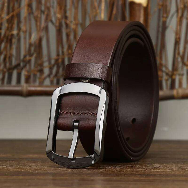 3.8CM Anti Allergy Pin Ceramic Buckle Cowskin Genuine Leather Men's Belt Luxury Brand Waist Jeans Belts Casual Homme Z260226