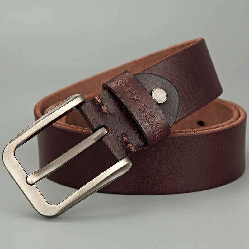 Belt leather needle buckle layer genuine retro handmade casual trend men's belt cowhide Z260226