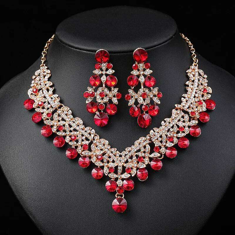 Rhinestone Bride Sets for Women Luxury Flower Choker Earrings Wedding Dress Bridal Necklace Set Fashion Jewelry Z260313