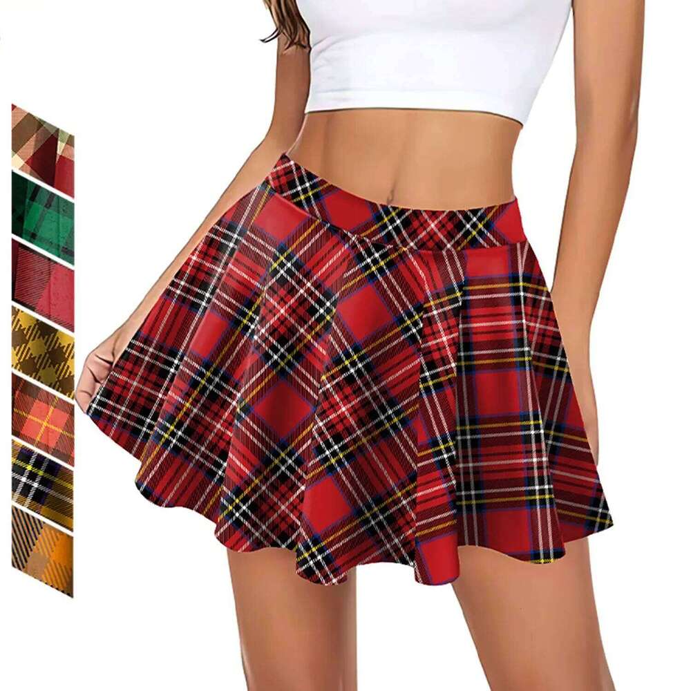 Harajuku Short Skirt New Women Zipper High Waist School Girl Pleated Plaid Mini Preppy Style Falda Sexy Mujer Z260314