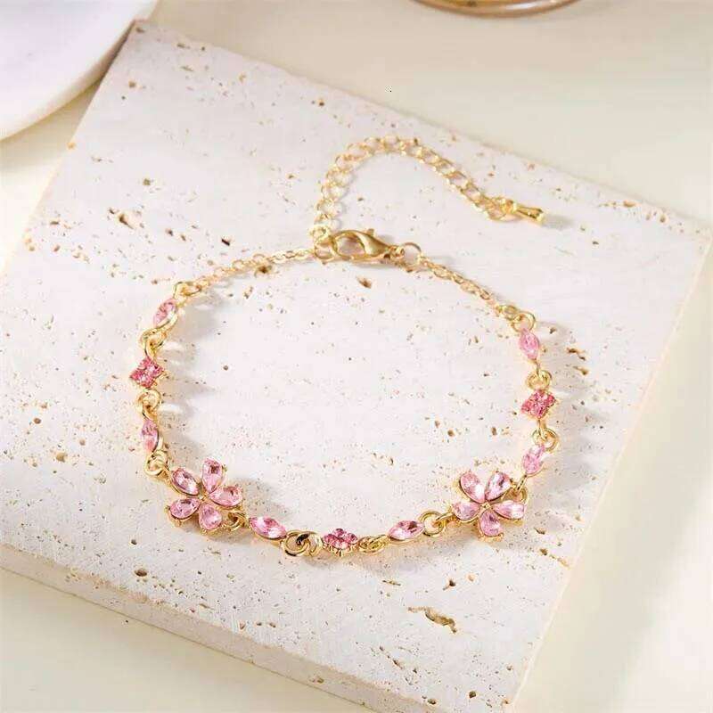 Y2K Luxury Colorful Zircon Flower for Women Girls Korean Sweet Gold Color Crystal Adjustable Bracelet Girl Jewelry Gift Z260313