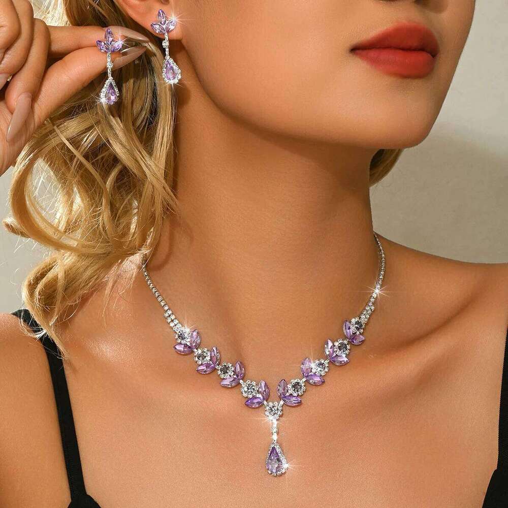 European and American Cross border New Products Sunflower Colorful Necklace Earrings Wedding Banquet Versatile Set Z260313