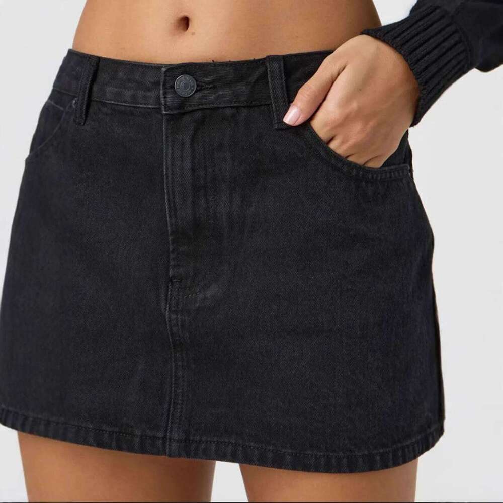 Vintage Denim Mini Skirts for Women Summer Fashion High Waist Straigth Short Faldas Casual Streetwear Classic Jean Skirt Z260314