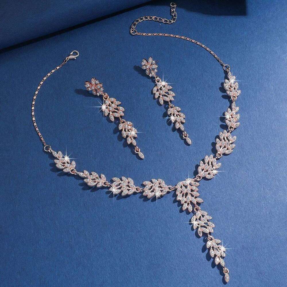 Hot Sale Luxury Crystal Jewelry Set Women Necklace Earrings Sparkle Bridal Formal Event Accessories Z260313