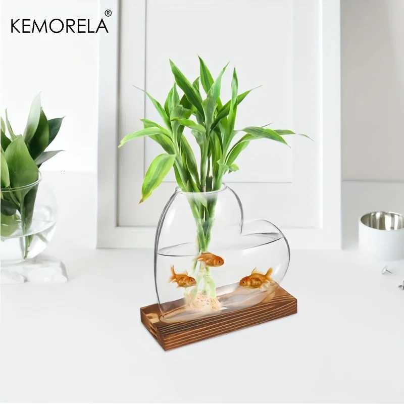 1/2PCS Love Hydroponic Vase Green Plant Transparent Wooden Container Seedling Indoor Desktop Water Bottle for Home Garden Y260314