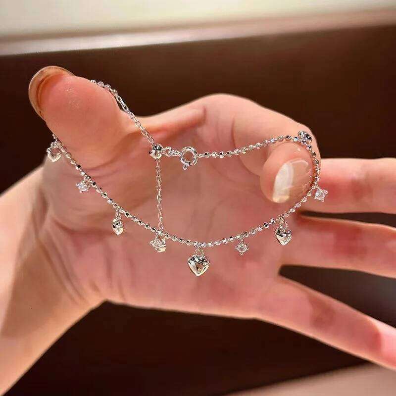 Lucky Colorful Love Heart Beads Shiny Zircon Water Drop Bracelet for Women New Fashion Delicate Charm Jewelry Gift Wholesale Z260313