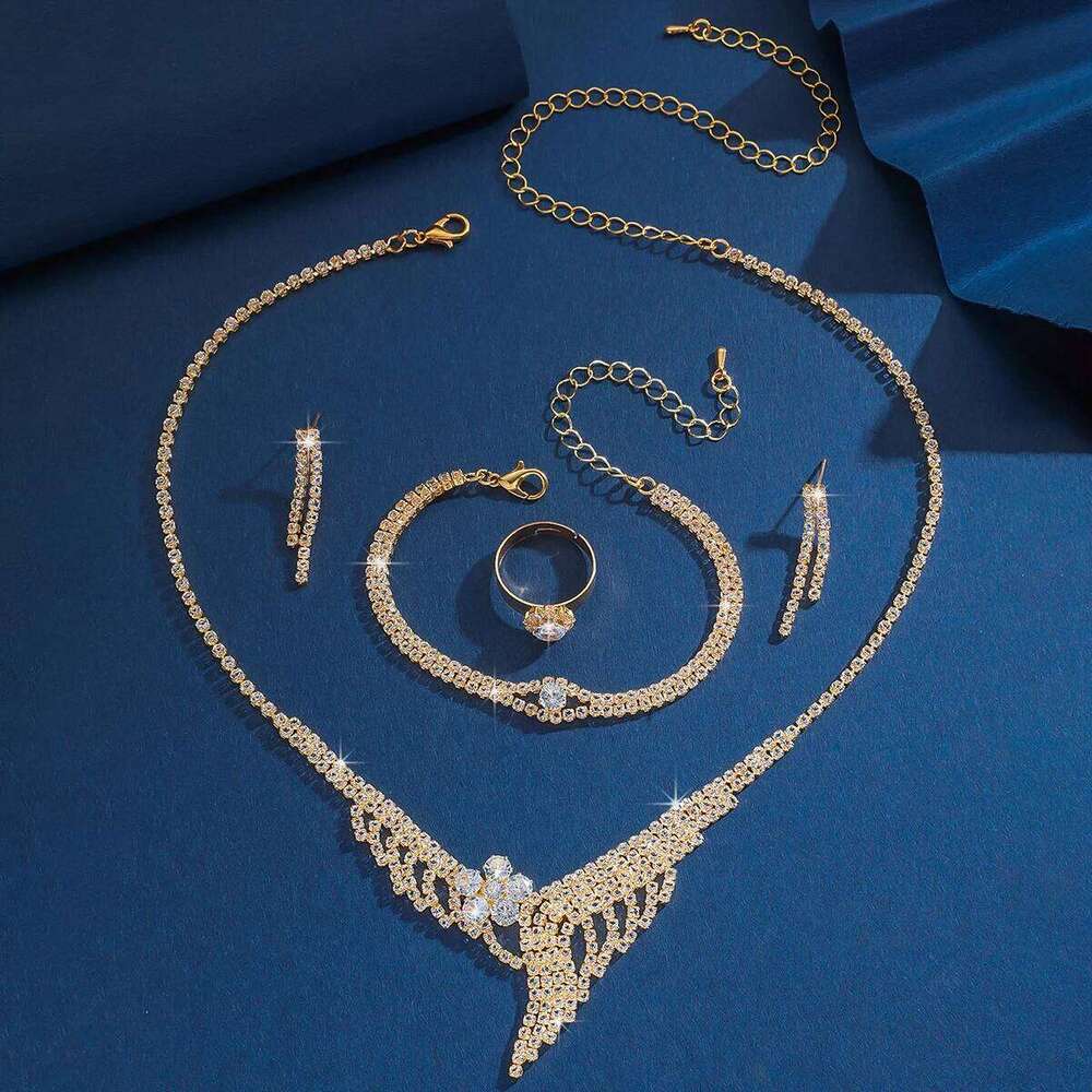 5PC Women's Fashion Tassel Flower Necklace Earrings Bracelet Ring Jewelry Set Suitable for Wedding, Party, Festival Gifts-8392 Z260313