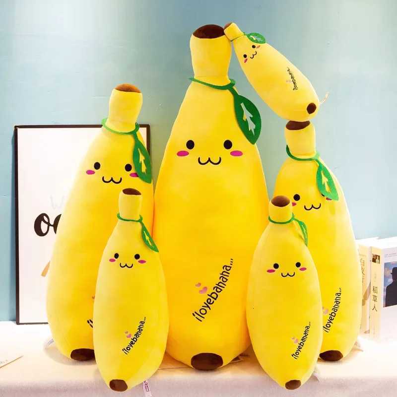 Cute Long Strip Banana Stuffed Body Pillow Large Realistic Banana Cushion Cartoon Expression Sofa Bedroom Cushion Home Decor Y260314