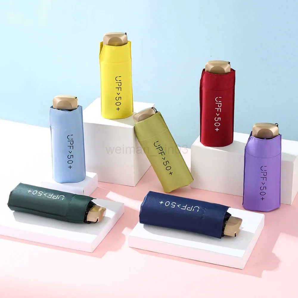 1PC Sun Umbrella Black Rubber Flat Five Fold Sun Protection Compact Sunny UV Shield Portable Pocket Mini Umbrella Beach Umbrella H260314