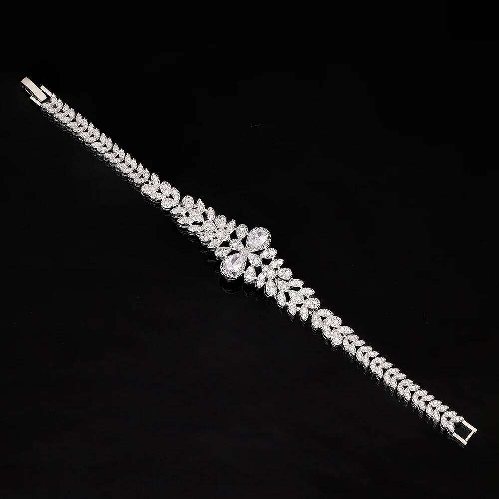 Fancy India Dubai Wedding Jewelry for Women Luxury Cubic Zirconia Necklace Bracelet 4 Pieces Bridal Set Z260313