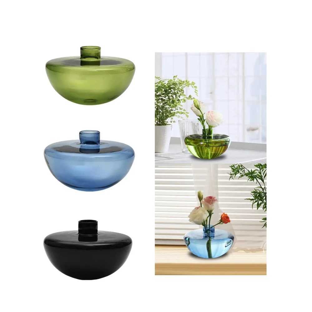 Creative Semi-circular Colored Vase Hydroponic Glass Flower Planter Dining Table Decoration Ornament Art Home Decoration Y260314
