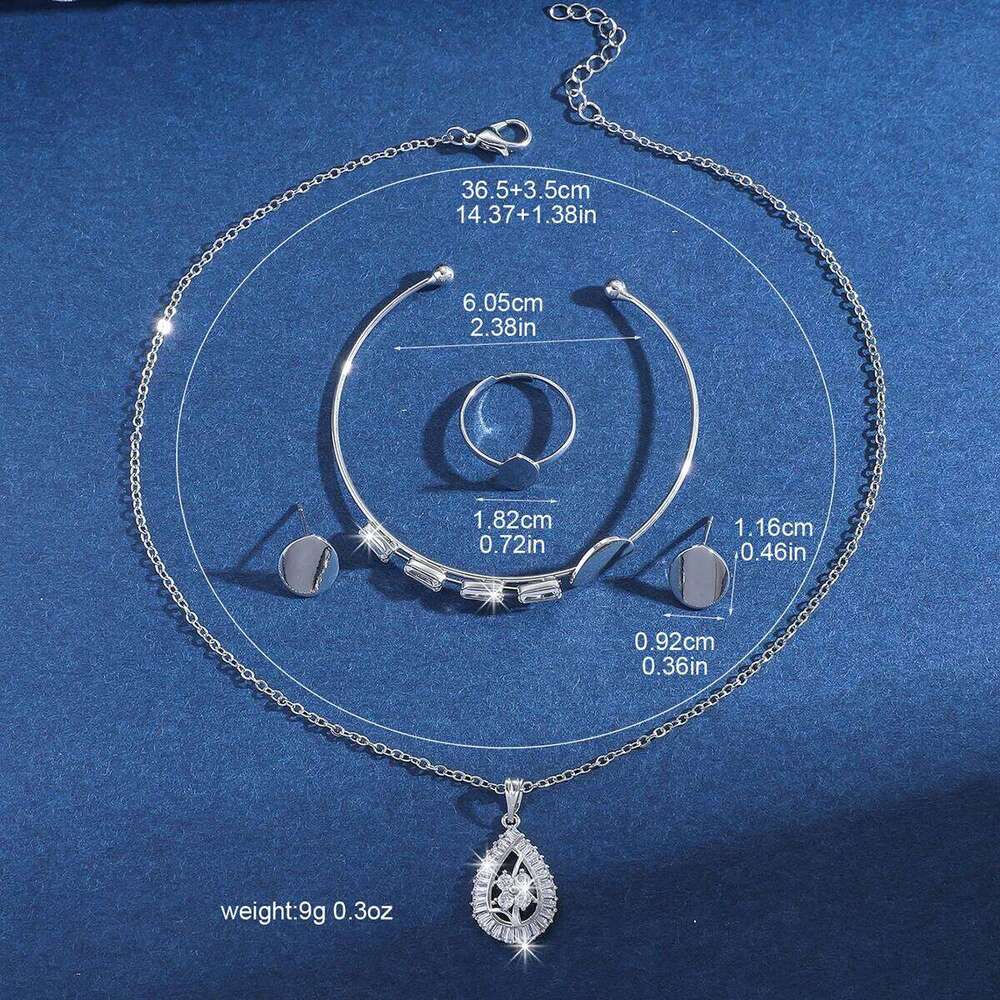 Euramerican ins style women's creative necklace earrings bracelet ring Fried Dough Twists set jewelry Z260313