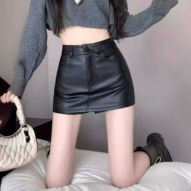 PU Small Leather Skirt for Women Spring Autumn New Style High Waist Slim Sexy Short Buttocks Z260314
