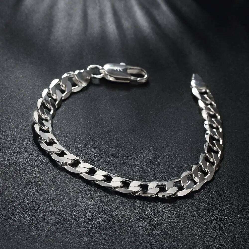 Factory direct fashion 925 Sterling Silver Bracelet for man woman 8MM geometric side chain Luxury jewelry Wedding party gifts Z260313