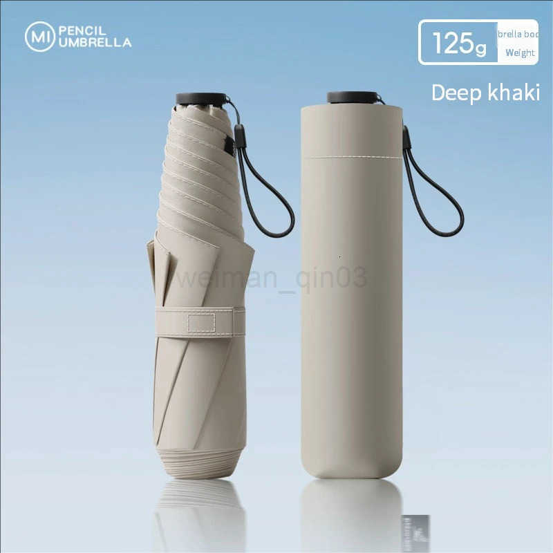 125g Japanese ultra-light portable sun umbrella sun protection and ultraviolet rain dual-purpose 3-fold 6-bone pencil umbrella f H260314