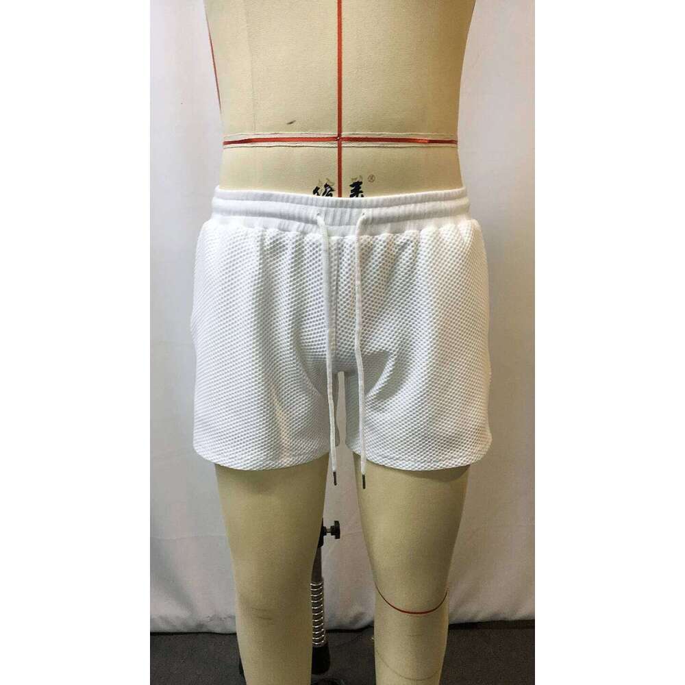 2025 Men's Oversized Stretch Waffle Shorts - Athletic Fitness, Casual Comfort, Elastic Waist, Lace-Up, Daily Basic Breathable Su Z260314