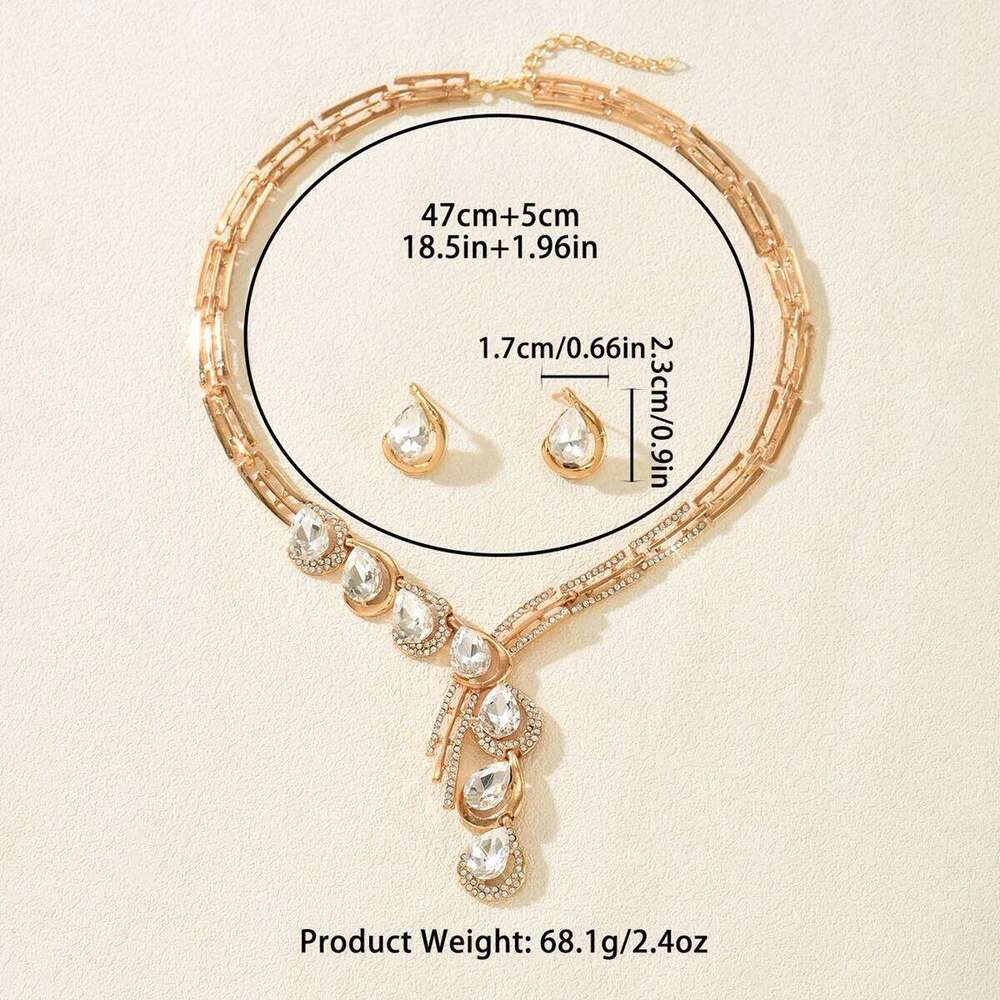 Elegant cross-border e-commerce new product INS high-end heavy industry earrings necklace two-piece set Z260313