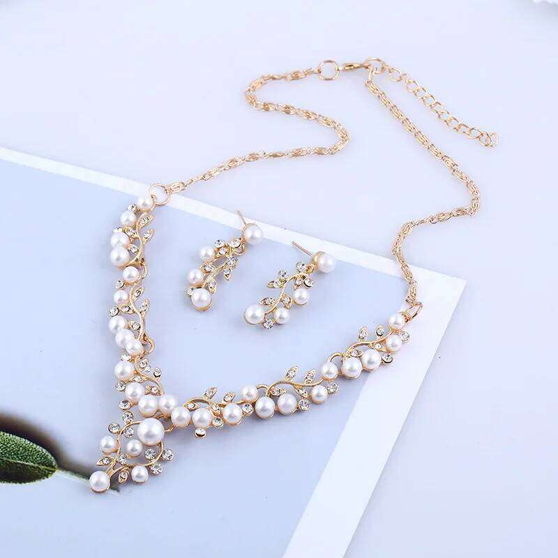 Luxury Pearls Bridal for Women Choker Necklace Sets Party Prom Wedding Bride Jewelry Set Accessories Z260313