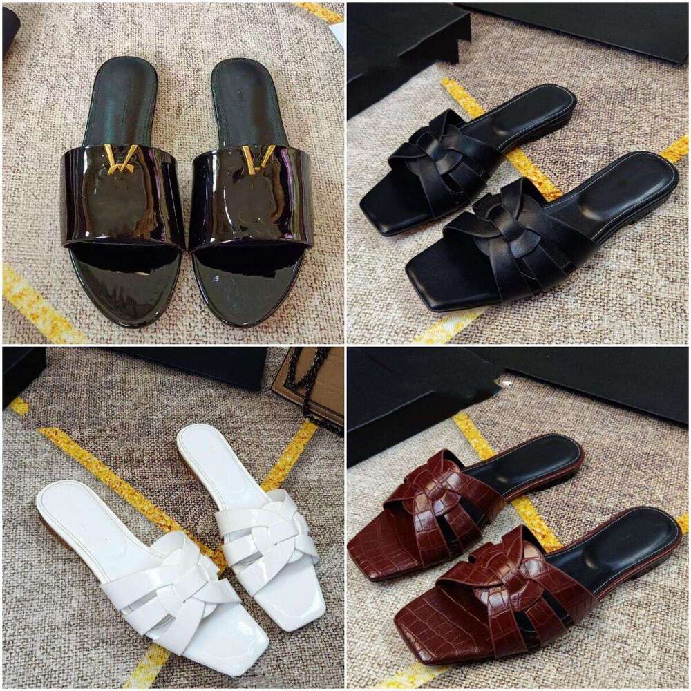 Designers Sandals famous designer women Slippers With Dust bag Slide Summer Slippers Wide Real leather sandals size 35-42