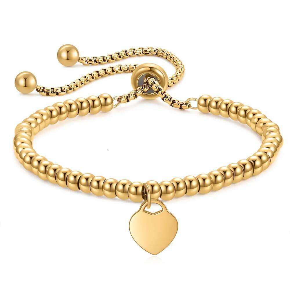 A 26-letter stainless steel simple and fashionable heart-shaped letter tag bead personalized bracelet Z260313