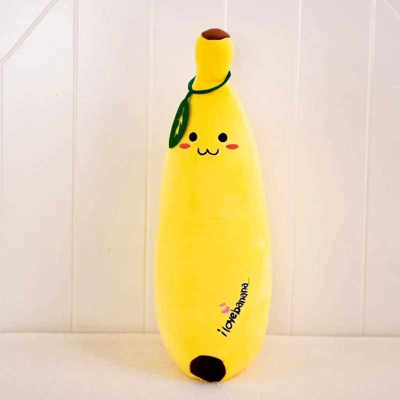 Cute Long Strip Banana Stuffed Body Pillow Large Realistic Banana Cushion Cartoon Expression Sofa Bedroom Cushion Home Decor Y260314