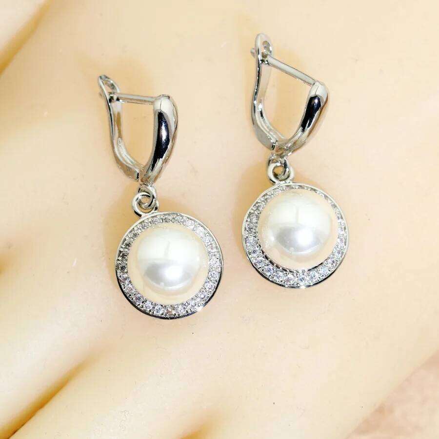 AAA Pearl White Zircon Silver 925 Sets Bridal Earrings For Women Ring Pendant Necklace Set Wedding Jewelry Gift Z260313
