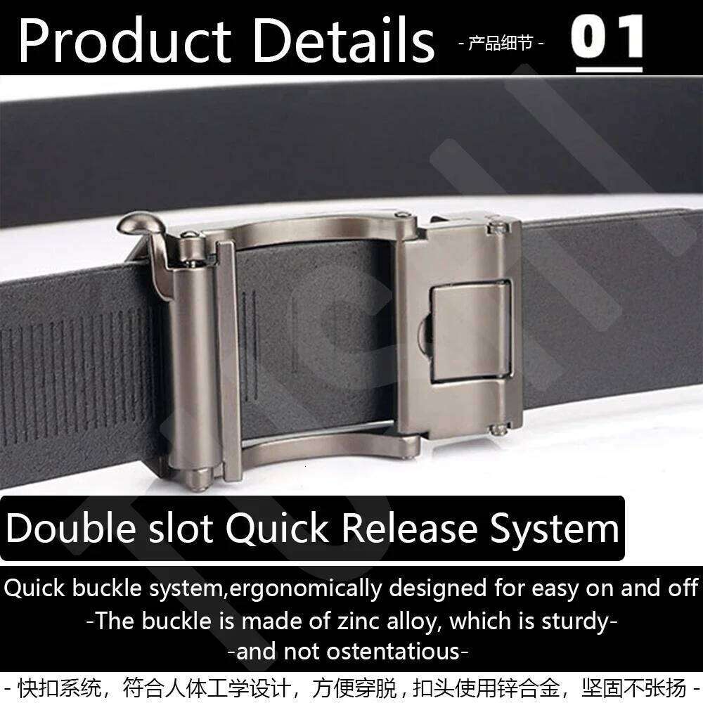 TUSHI Brand 3.5cm Wide Men's leather automatic buckle layer cowhide business youth pants belt Z260226